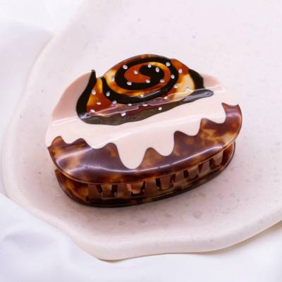 Haarklammer Zimtschnecke Haarkralle Schweden - Hairclip witziges Haaraccessoire - Geschenk Cinnamon Bun Clip Haarklammer