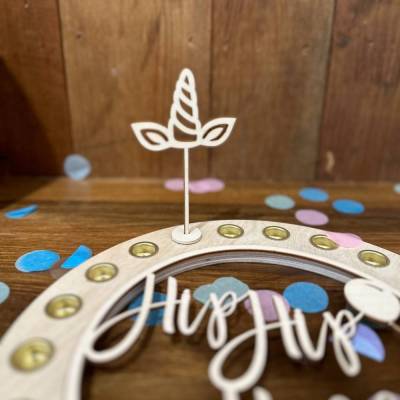 Einhorn-Stecker aus Birkensperrholz – Zubehör für deinen Geburtstagskranz & magische Dekoideen