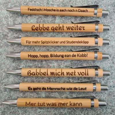Bambus Kugelschreiber - hessische Sprüche