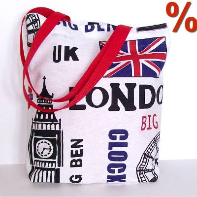 Shopper London – Geräumige Canvastasche aus Baumwolle & Cord, Schultertasche für Urlaub & Einkauf, Umhängetasche