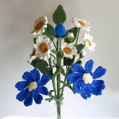 Handgemachter Wildblumenstrauß gehäkelt | Hochzeitsgeschenk Blumenstrauß gehäkelt | Geschenkidee Freunde