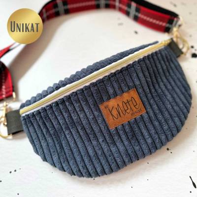 Unikat / Trendy Crossbag / Crossbody / HipBag / Bauchtasche / Gürteltasche / Umhängetasche aus Cord in Blau