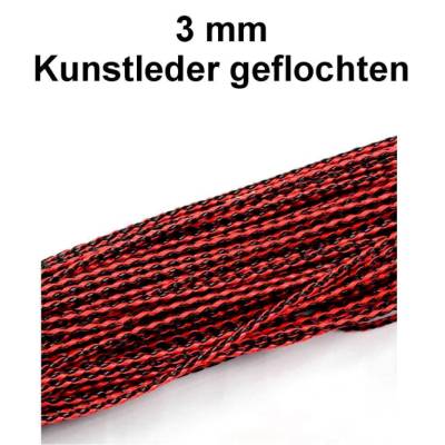 Kunstleder geflochten - rot-schwarz - ca. 3 mm