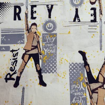 Stoffrest Star Wars "The last Jedi" mit Rey und dem Spruch "May the Force be with you"