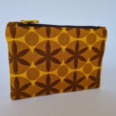 Vintagestoff-Kleinkram-Täschchen - Größe MINI - in gelb-braun-beige "Blumen"