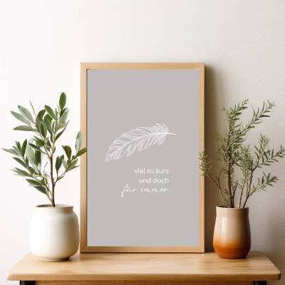 Digitale Datei Erinnerung Poster "Feder" personalisiert – Andenken für Angehörige– Trauergeschenk– Poster mit Spruch 