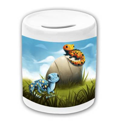Spardose Motiv Salamander mit Name / personalisierbar / Sparbüchse / Sparschwein
