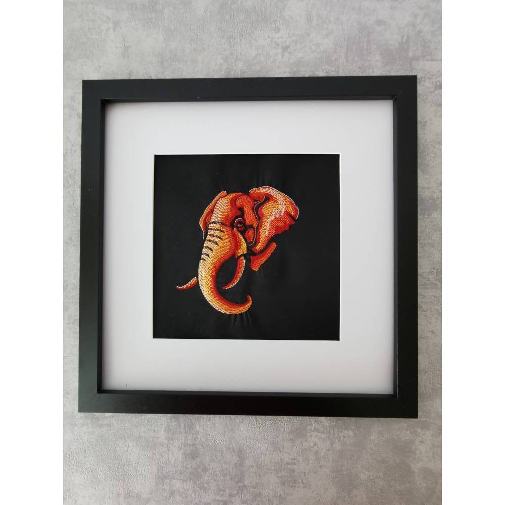 Stickbild gerahmt 30 x 30 cm cm - Motiv Africa Elefant Bild 1