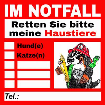 IM NOTFALL  Hinweis Aufkleber