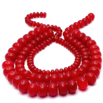  1 Strang Jade- Rondelle Abakus dunkelrot, 6x10mm, 10x14mm oder 13x18mm