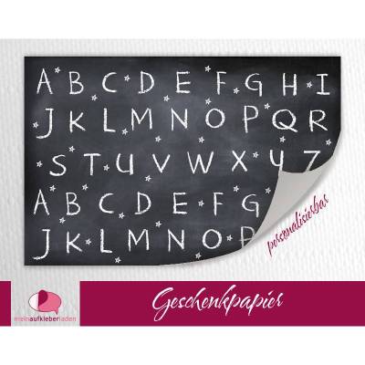 Geschenkpapier | Tafel - ABC & Sternchen - Kreide