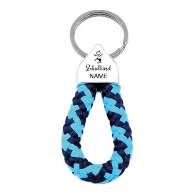 personalisierter Schlüsselanhänger Schulkind Junge mit Name, Glücksbringer für Schulranzen/Rucksack, Nr. 3