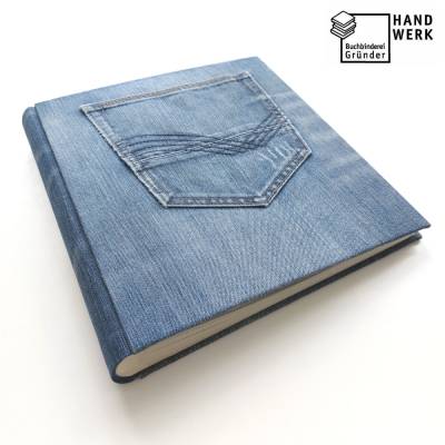 Fotoalbum, groß, 30 x 26 cm, Jeans, Unikat, upcycling, Gästebuch