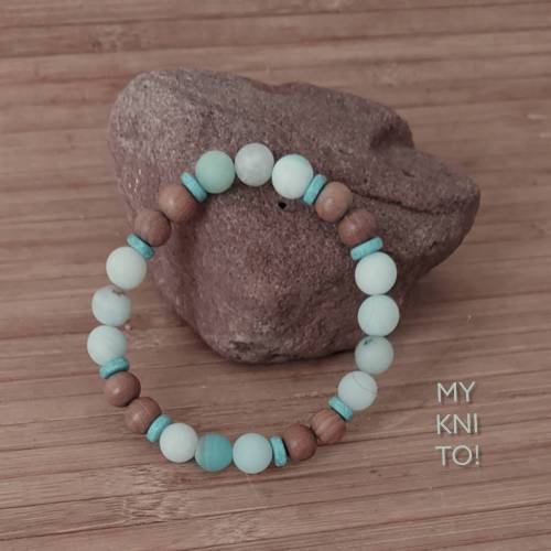 Perlen-Armband, Jaspis, Sandelholz, Halbedelstein, unisex, elastisch, Armband