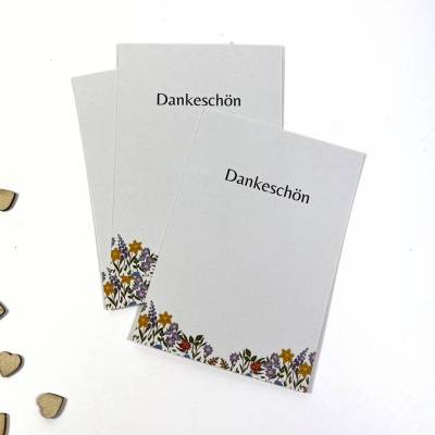 5 - 200 Stück Dankeskärtchen schlicht Paketbeileger A7 floral neutrales Kärtchen für Geschenke oder den Versand