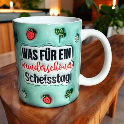 3D Optik-Tasse „Was für ein wunderschöner Scheisstag“ | Keramik | 330 ml