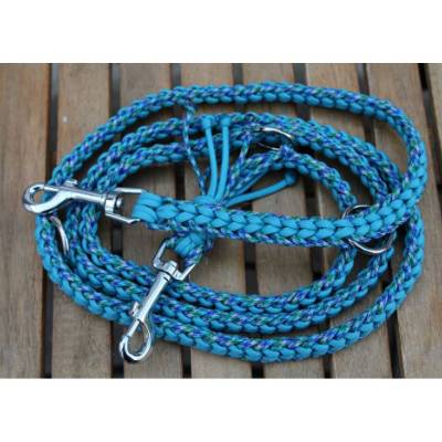 Hundeleine aus Paracord geflochten in blau/blau-grün // 2 Meter lang und verstellbar