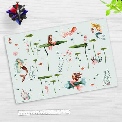 Schreibtischunterlage für Kinder – Meerjungfrau Mermaid – 60 x 40 cm – aus hochwertigem Vinyl - Made in Germany!