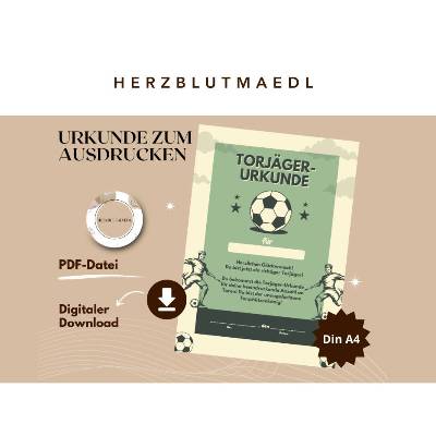 Personalisierte Urkunde für Fußballturniere und Fußballpartys – Einzigartiges Erinnerungsstück für alle Fußballfans