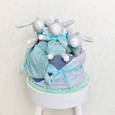 Windeltorte Eselchen grau mint zur Geburt