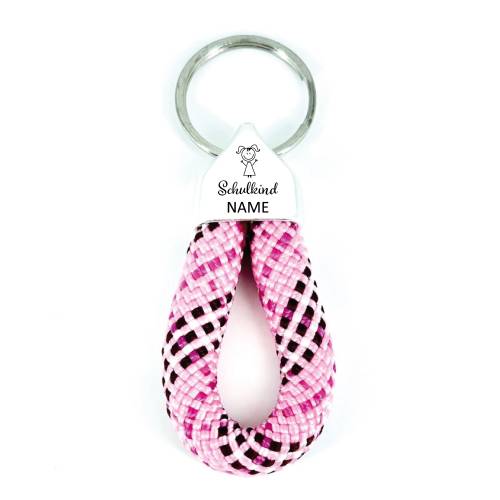 Schlüsselanhänger Schulkind mit Name personalisiert, Glücksbringer Schulranzen/Rucksack, Nr. 1, 7cm