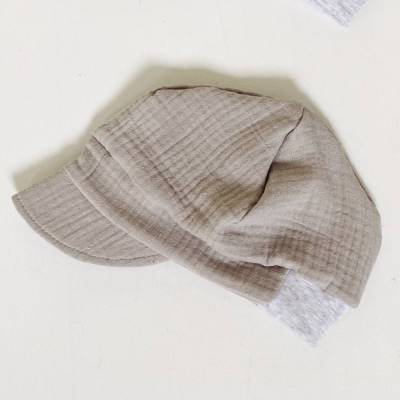 Musselin Schildmütze KU 44-45 cm Junge grau