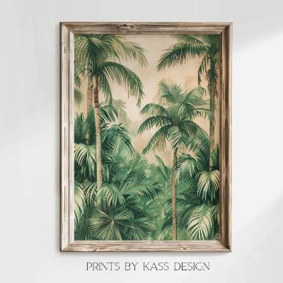Illustration Palmen vintage, digitaler Kunstdruck
