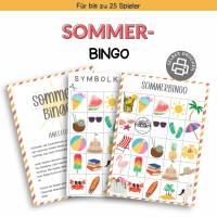 Bingo für den Sommer Druckvorlage - Sommerbingo zum Selberdrucken - Lotto zum Ausdrucken - Digitaler Download