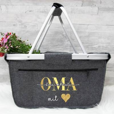 Einkaufskorb aus Filz für Mama Oma Tante, Geschenkskorb, Geschenke Mütter, Muttertagsgeschenk, Weihnachtsgeschenke