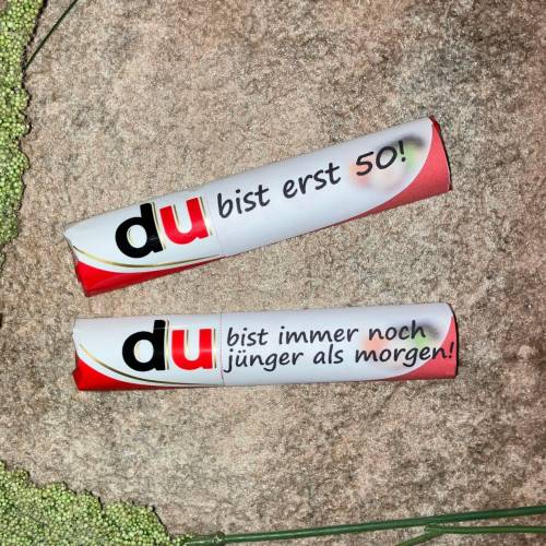 DU bist 50 - 8 witzige Geburtstags-Sprüche zum Ausdrucken als Duplo-Banderole