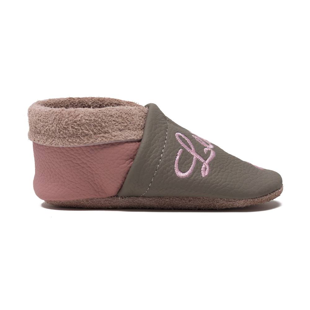 Krabbelschuhe mit Namen, Spatz, Lederpuschen personalisiert, Echtleder, Kindergartenschuhe personalisier Bild 2