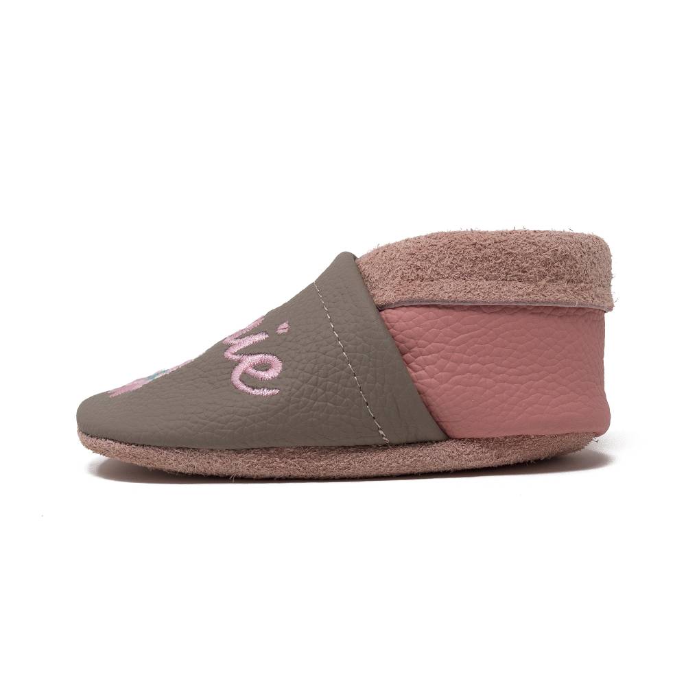 Krabbelschuhe mit Namen, Spatz, Lederpuschen personalisiert, Echtleder, Kindergartenschuhe personalisier Bild 4