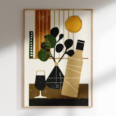 Stillleben Poster Geschenk | geometrisch, modern, minimalistisch | Boho Retro Wandkunst| Druckbarer Digitaler Download