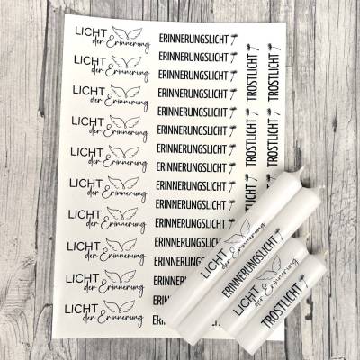 Kerzenfolie ERINNERUNGSLICHT, A4, schwarz, Wasserschiebefolie, Kerzentattoo, Kerzensticker, Trauer, Tod, Abschied