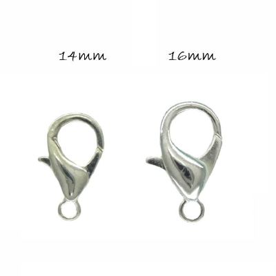  10 Karabiner Verschlüsse versilbert 16/14mm