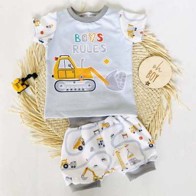 T-Shirt und kurze Pumphose Junge Bagger Größe 86/92
