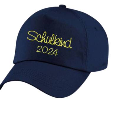Kinder Cap, Kinderhut, bestickt „Schulkind 2024“ Sonnencap, Einschulung