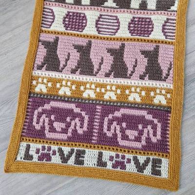 Mosaik-Häkelanleitung "Hundeliebe" Decke, PDF