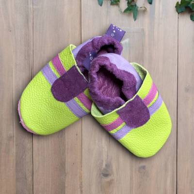 Lederpuschen Gr. 20/21 – Bioleder Krabbelschuhe, weiche Hausschuhe für Kinder, handgefertigt