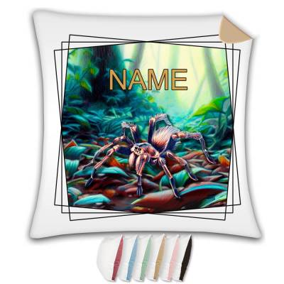 Kissen mit Name / Kissenbezug mit Füllung / satiniert oder kuschlig auch mit farbiger Rückseite / Spinne 