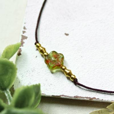 Schlichtes Fußband Blume mit Perlen aus Messing | Handgefertigtes Sommer Accessoire | Geschenkidee
