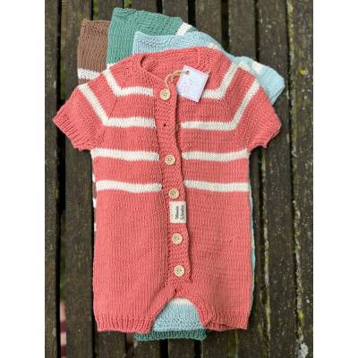 Sommeroverall Einteiler Romper für Kinider und Babys gestreift Gr. 62-68 Sofortkauf handgestrickt 100% Baumwolle
