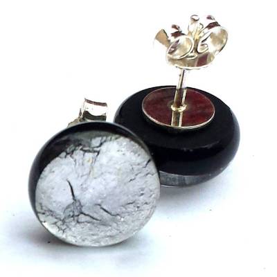 Ohrring Stecker aus Muranoglas mit 925 Silber Brisur silber