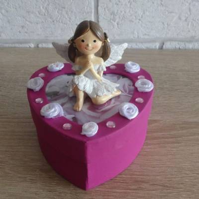 Geschenkverpackung Herz mit Engelchen
