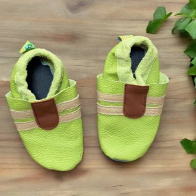 Lederpuschen Gr. 22/23 – Weiche Krabbelschuhe aus Bioleder für Kinder und Babys, handgefertigt