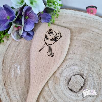 Kochlöffel aus Holz mit Gravur – Chicken Party | ca. 30cm | Naturprodukt