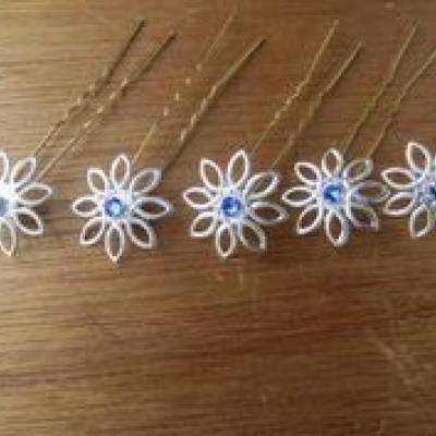 Haarnadeln "Silberblüte" 5er-Set