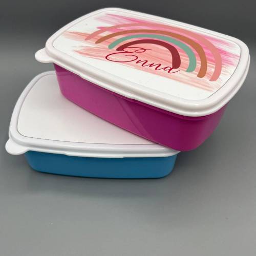 Personalisierte Brotdose Kinder mit Regenbogen – Lunchbox für Kindergarten & Schule