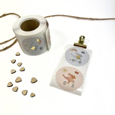 Aufkleber BABY HASE in pastellfarben Geschenkaufkleber Goldeffekt für babys und Kleinkinder