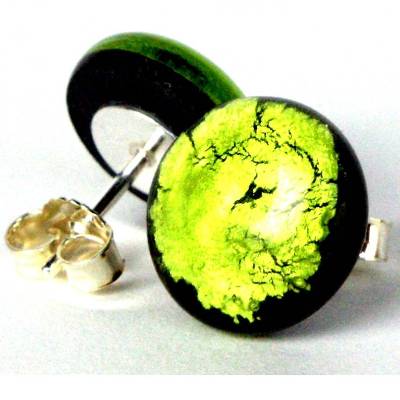 Ohrring Stecker aus Muranoglas mit 925 Silber Brisur  peridot